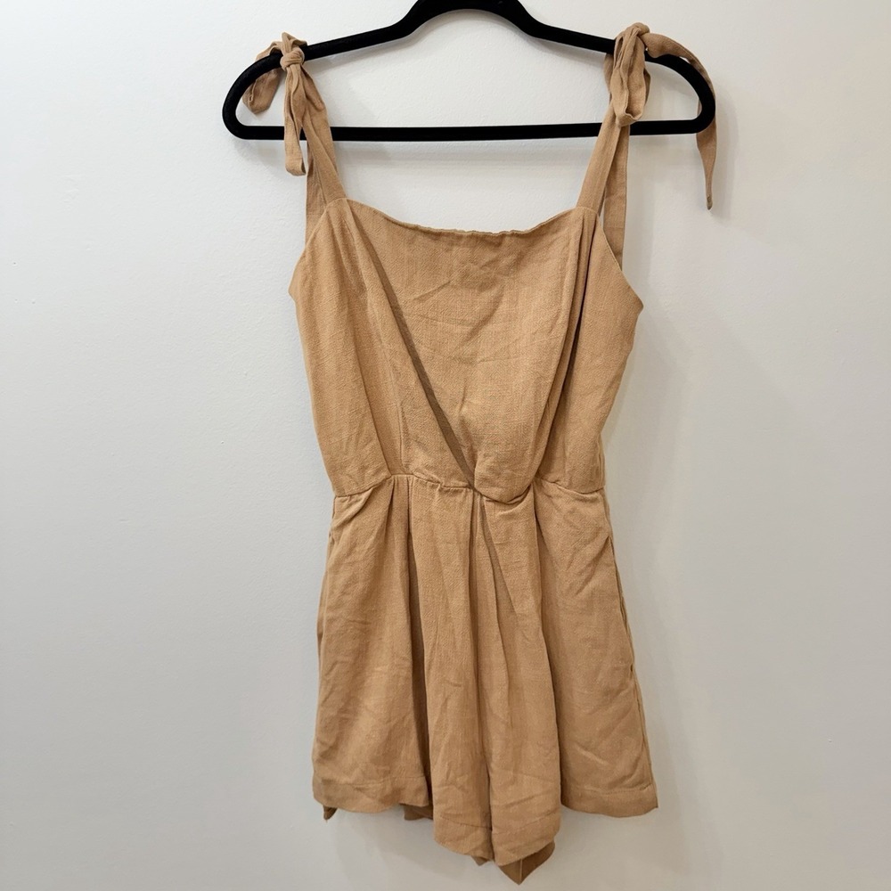 Lost +‎ Wander NWT Women's Romper Linen Blend A Tie Straps MSRP $98